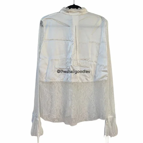 AJE Veil Lace Shirt Ivory White Button Down Top - Picture 7 of 11
